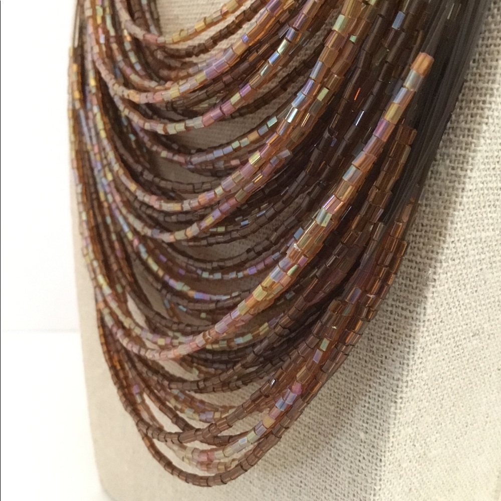 Vintage Multi-strand Glass Bead & Wire Necklace